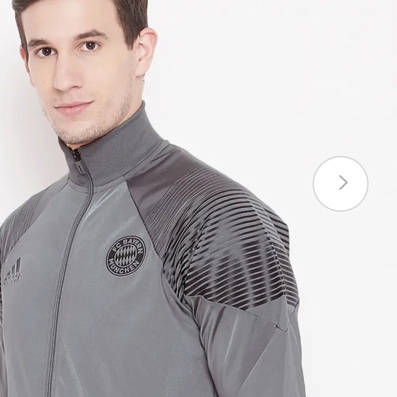 ADIDAS Bayern Munich Munchen Icon Jacket Men's Gray Soccer Ribbed Shoulder - Picture 3 of 11